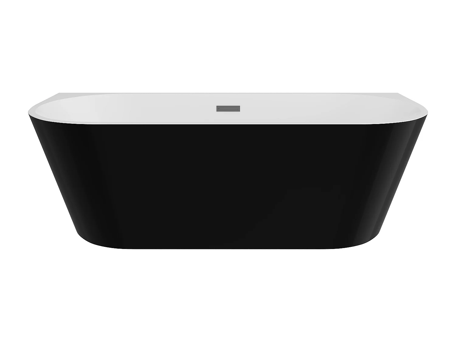 Baignoire semi îlot - 255L - 180 x 75 x 58 cm - Noir brillant - Acrylique - DIVINA