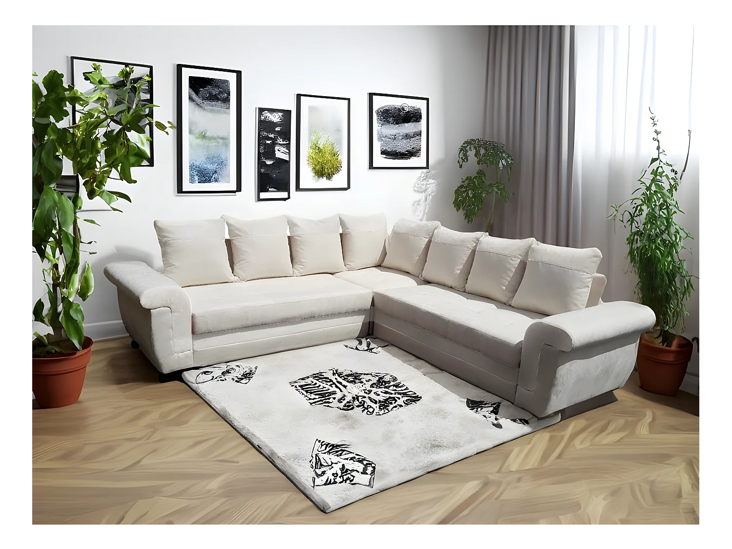 Canapé d'angle convertible LATTIA 2A2 beige