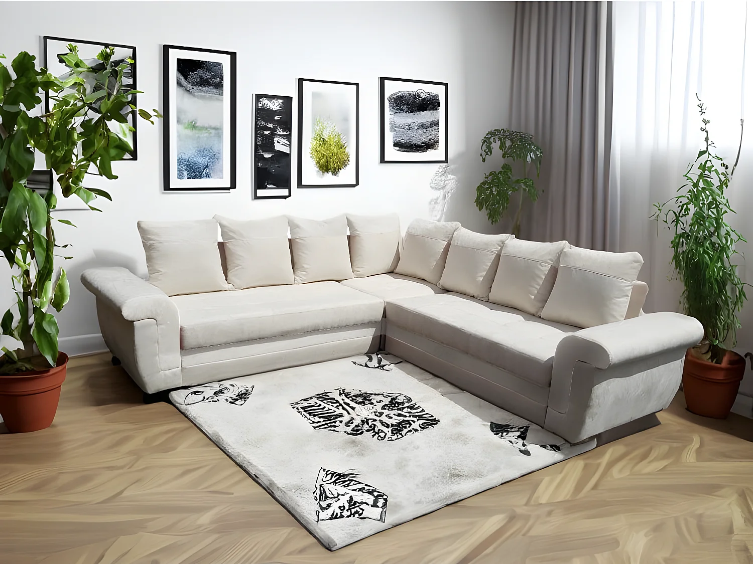 Canapé d'angle convertible LATTIA 2A2 beige