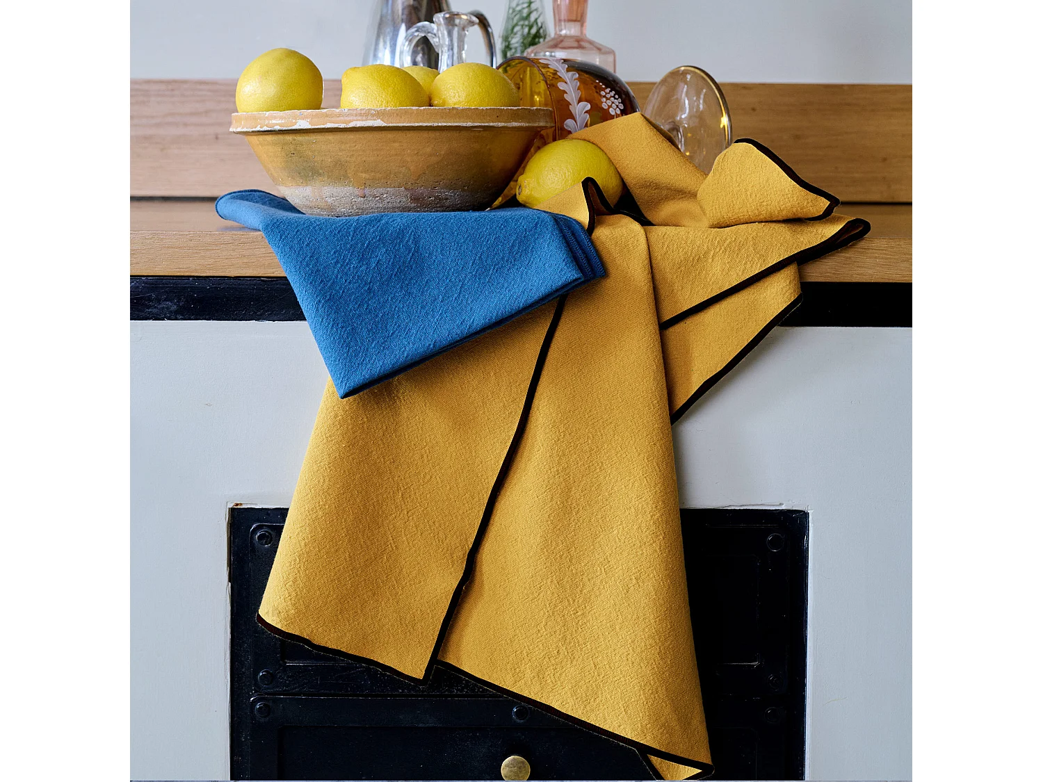 Lot de 3 torchons de cuisine 50x70 cm HONO jaune Curry