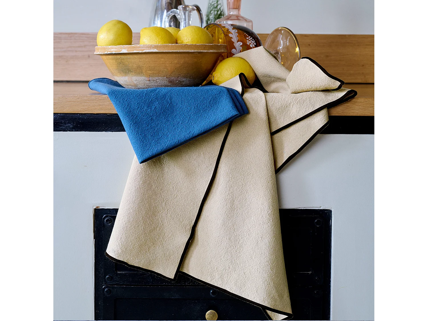 Lot de 3 torchons de cuisine 50x70 cm HONO blanc Naturel coton