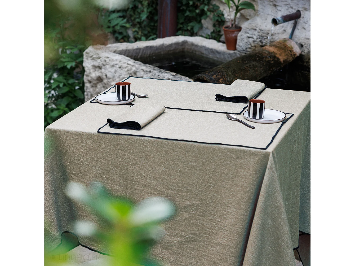 Lot de 3 torchons de cuisine 50x70 cm HONO beige Chanvre