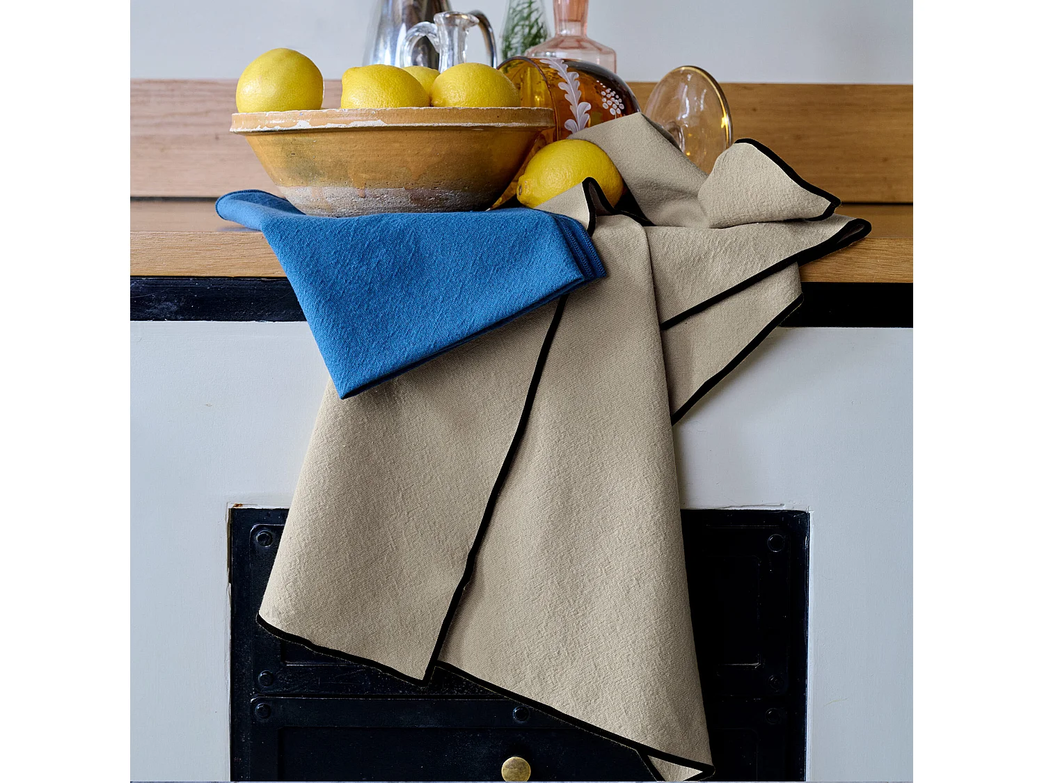 Lot de 3 torchons de cuisine 50x70 cm HONO beige Chanvre