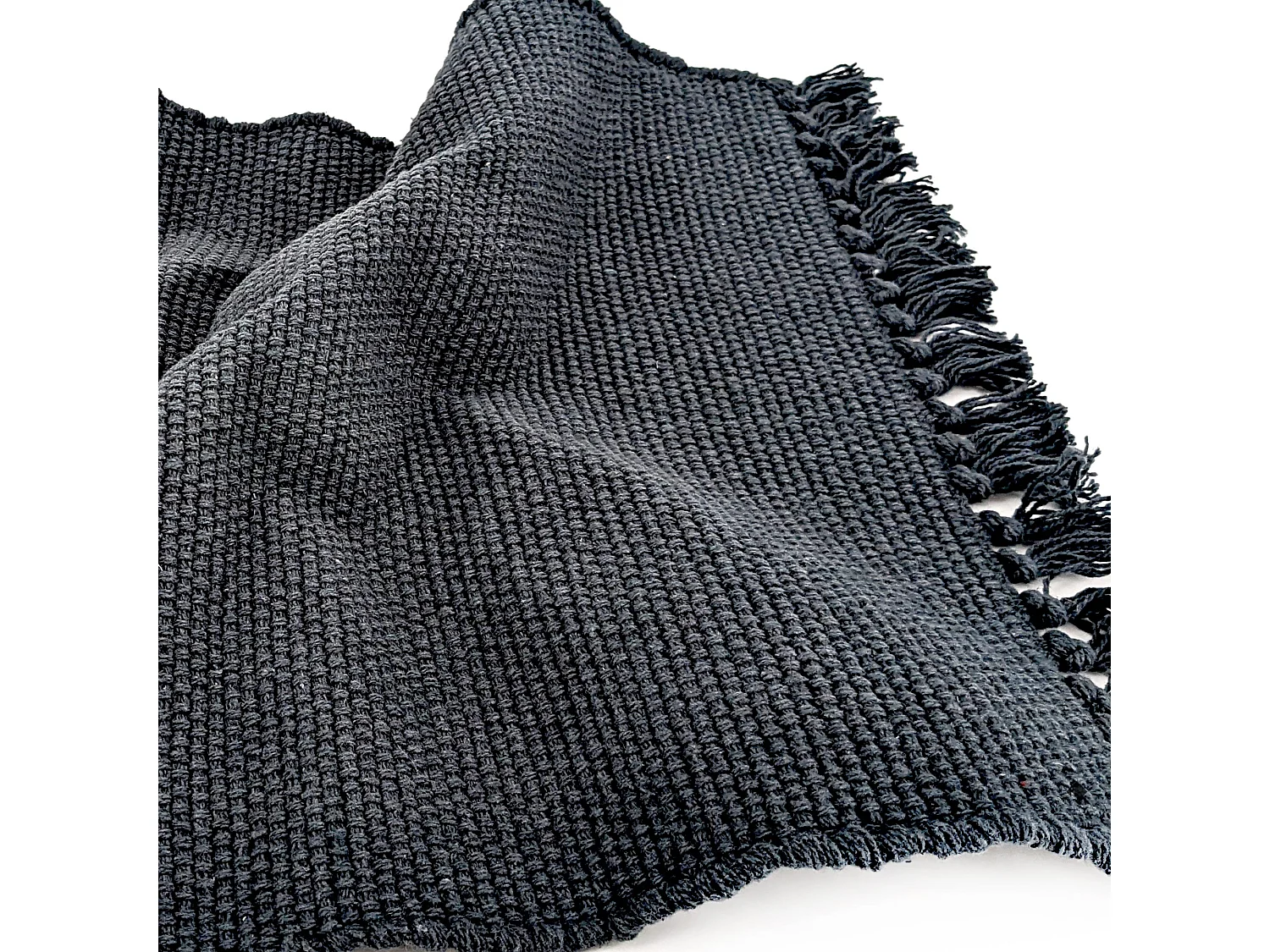 Lot de 2 sets de table à franges 33x46 cm PAPEETE gris Anthracite