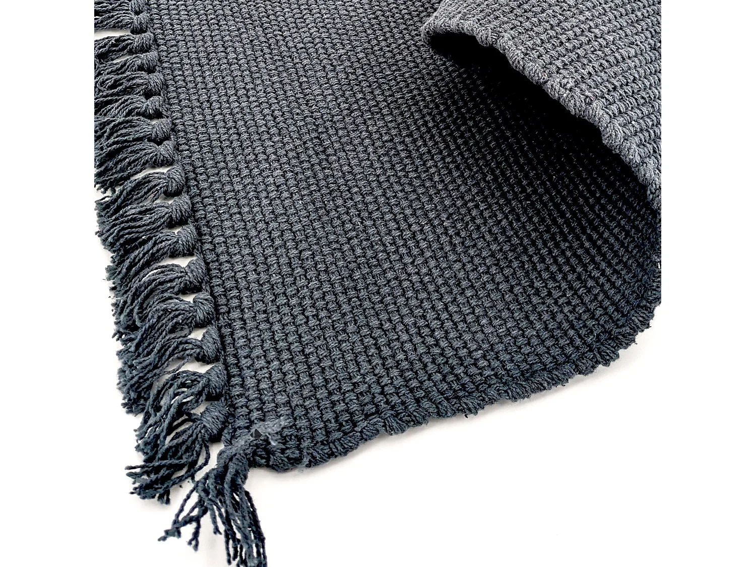 Lot de 2 sets de table à franges 33x46 cm PAPEETE gris Anthracite