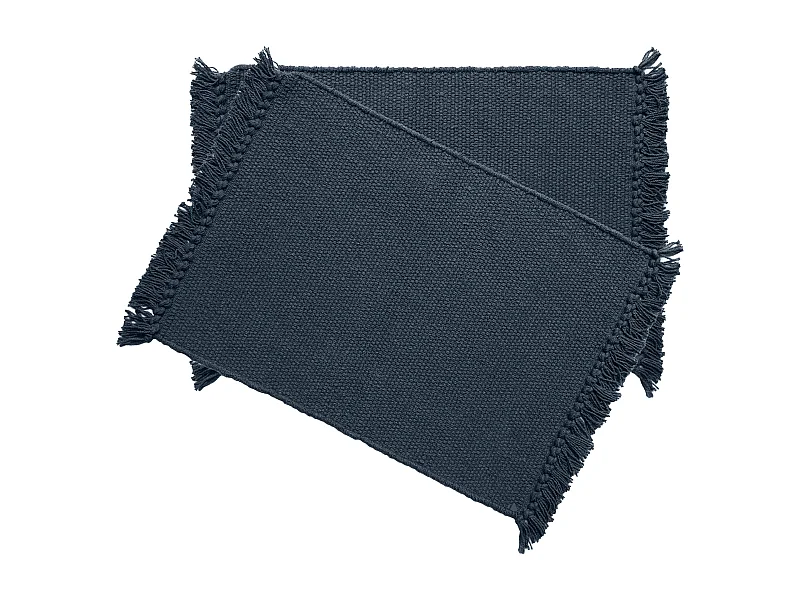 Lot de 2 sets de table à franges 33x46 cm PAPEETE gris Anthracite