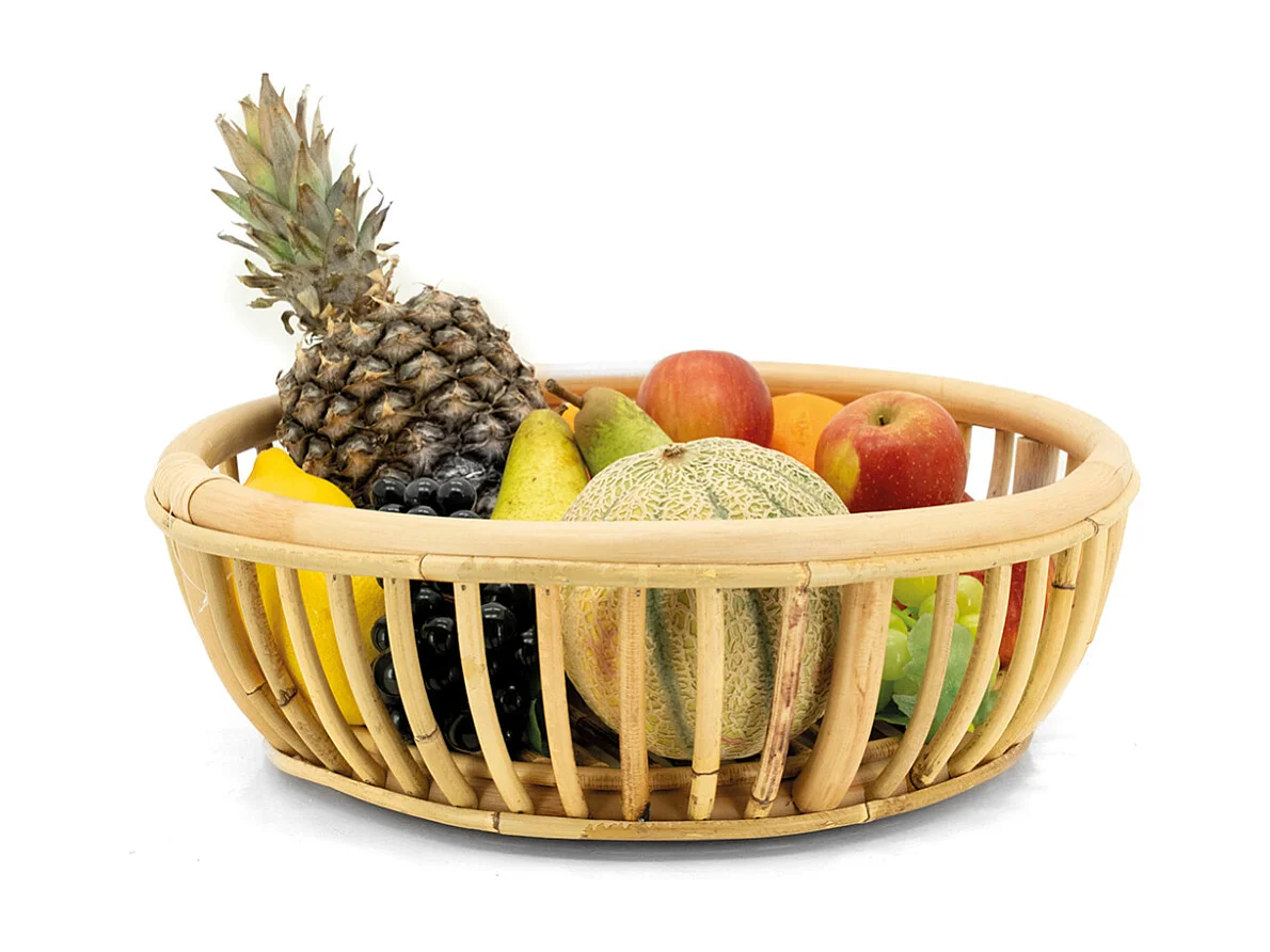 Corbeille ronde en rotin naturel