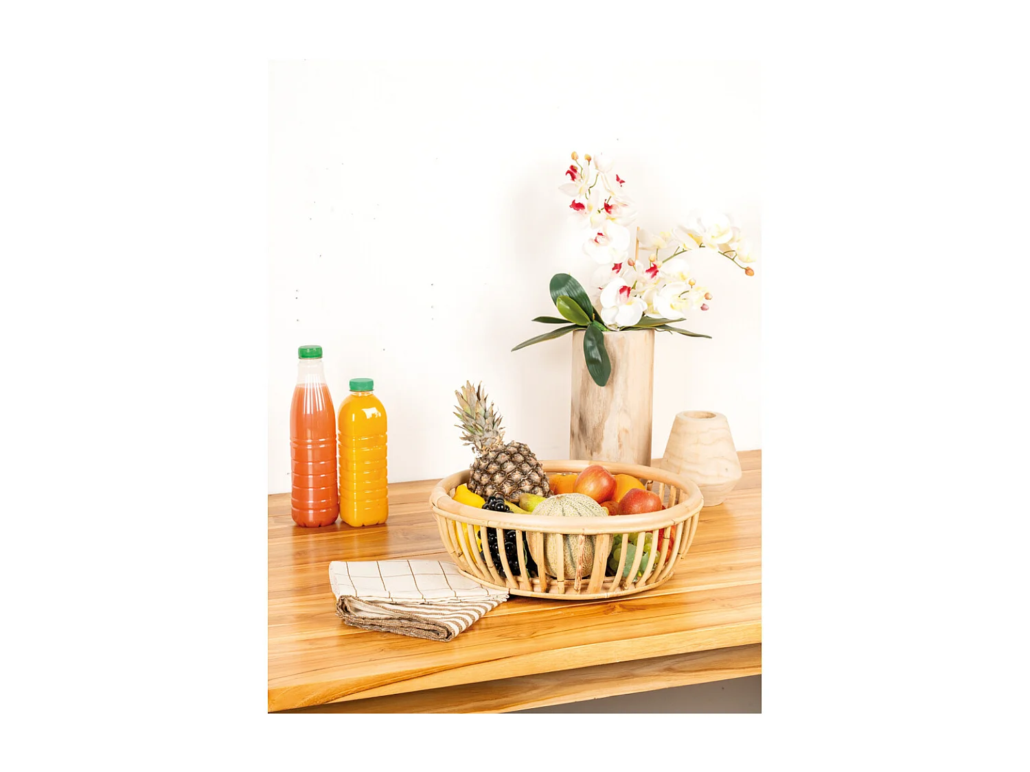 Corbeille ronde en rotin naturel