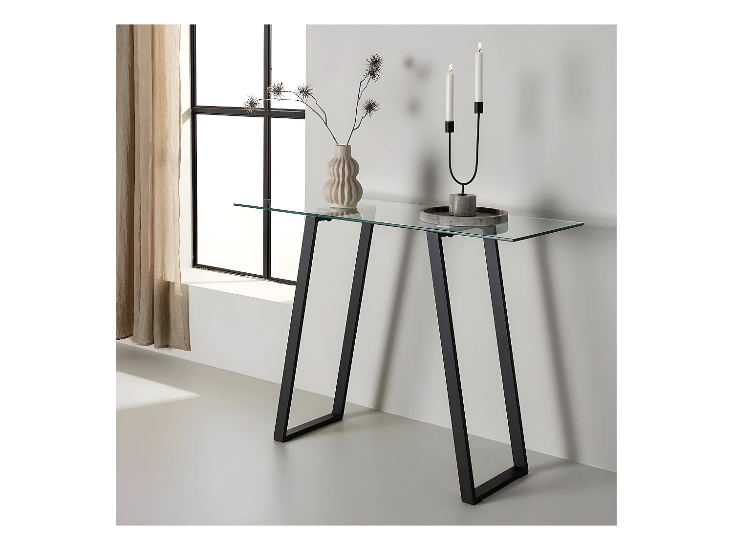 Console Design en Verre "Horten" 100cm Noir