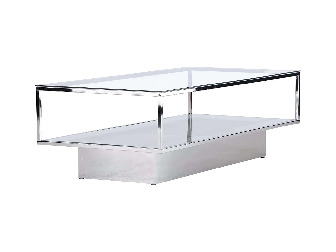Table Basse Design en Verre "Maglehem" 130cm Argent