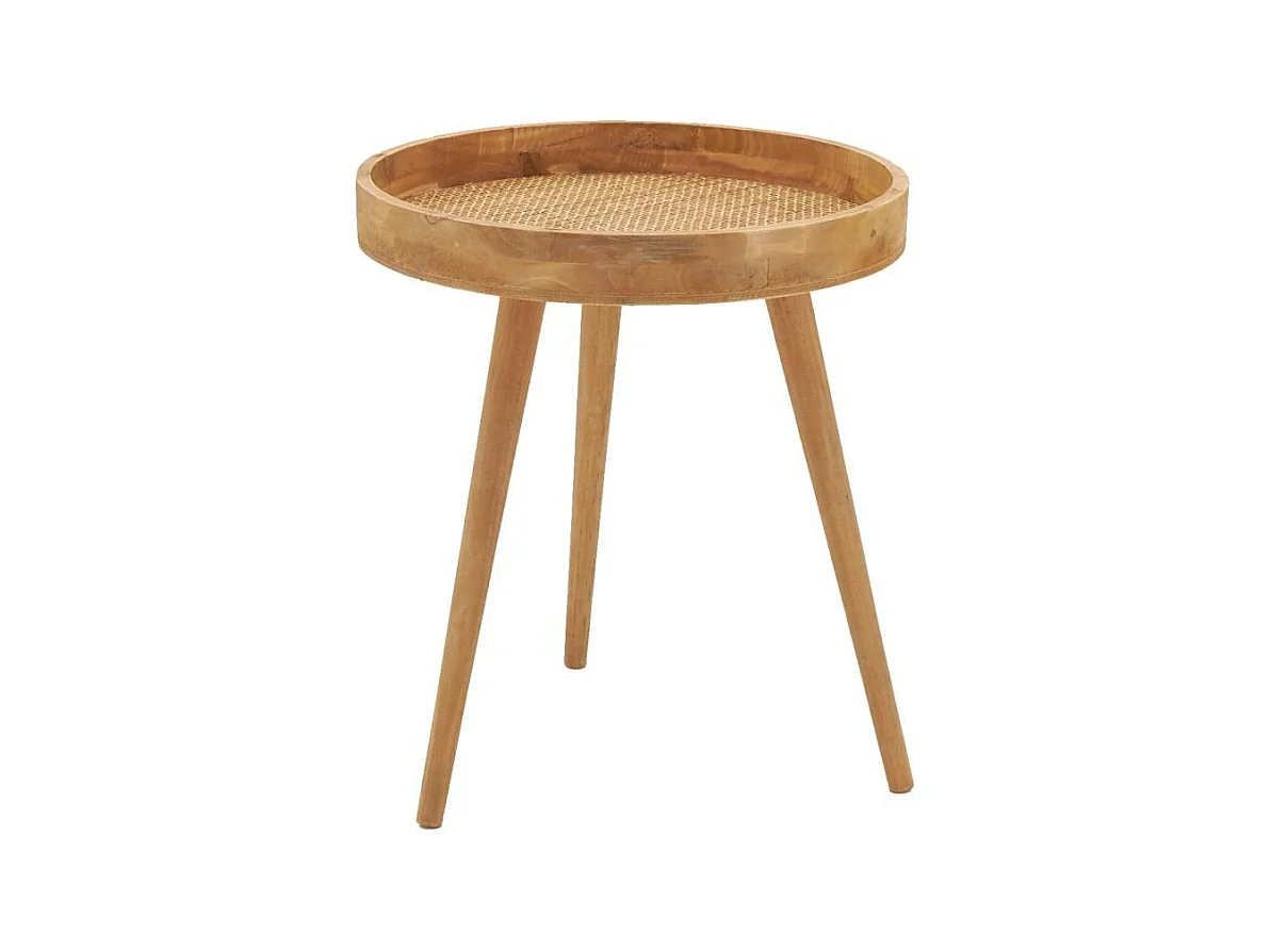 Table en bois naturel et rotin