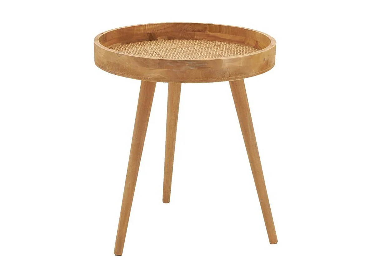 Table en bois naturel et rotin