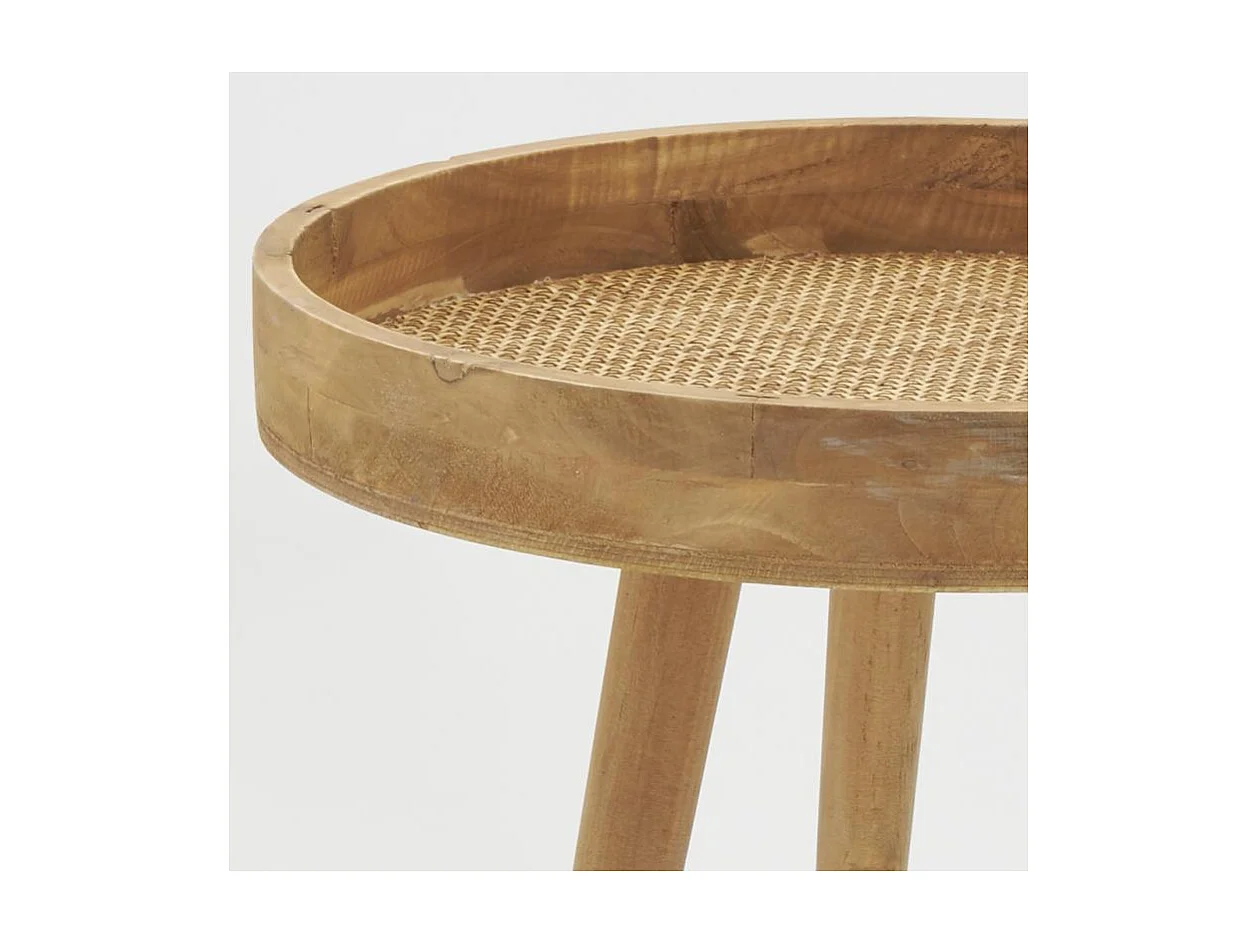Table en bois naturel et rotin