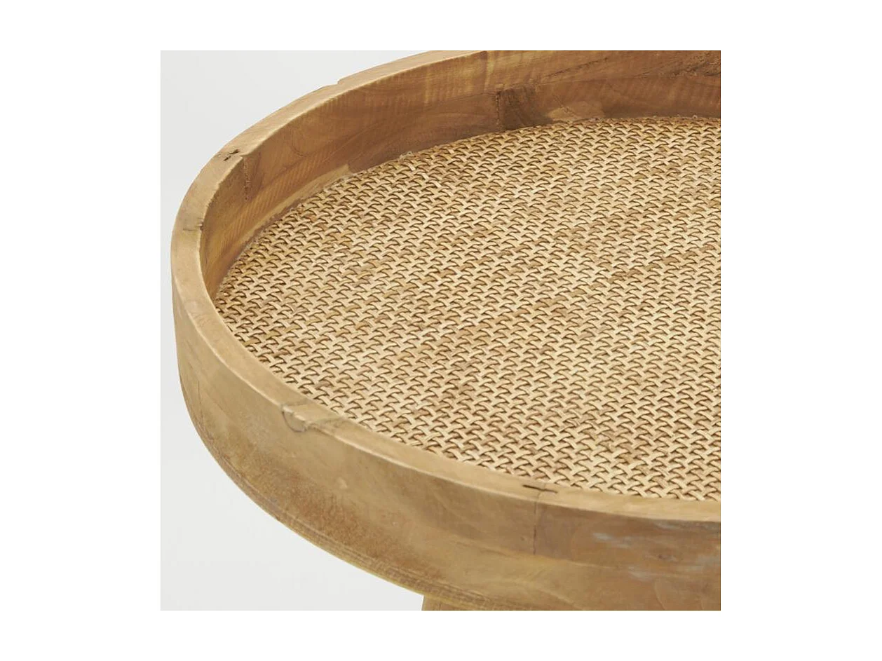Table en bois naturel et rotin