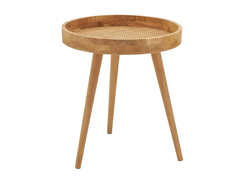 Table en bois naturel et rotin