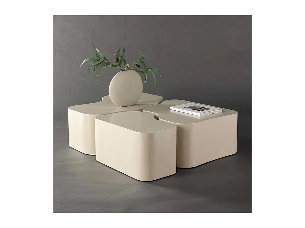 Lot de 3 Tables Basses "Nordland" 92cm Beige