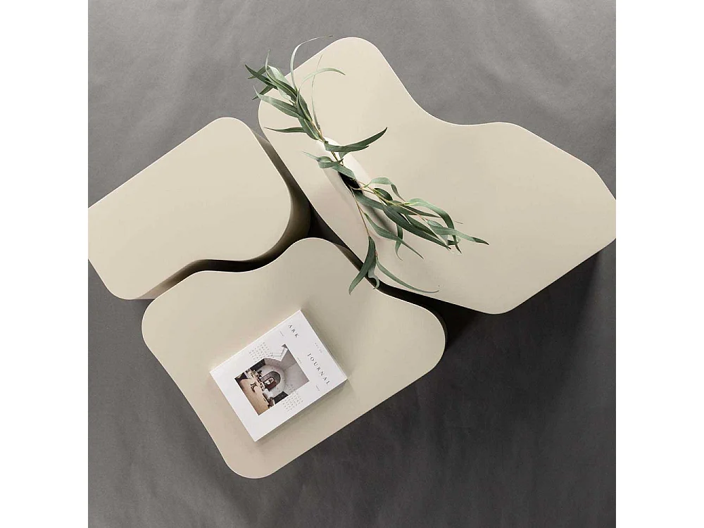 Lot de 3 Tables Basses "Nordland" 92cm Beige