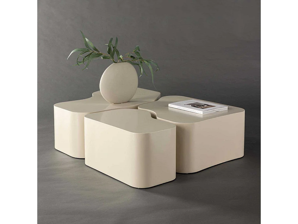 Lot de 3 Tables Basses "Nordland" 92cm Beige