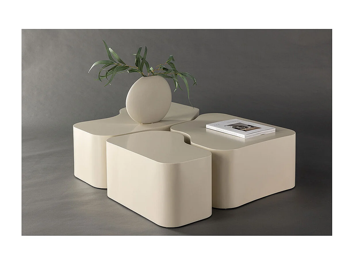 Nordland table basse ensemble de 3 beige.