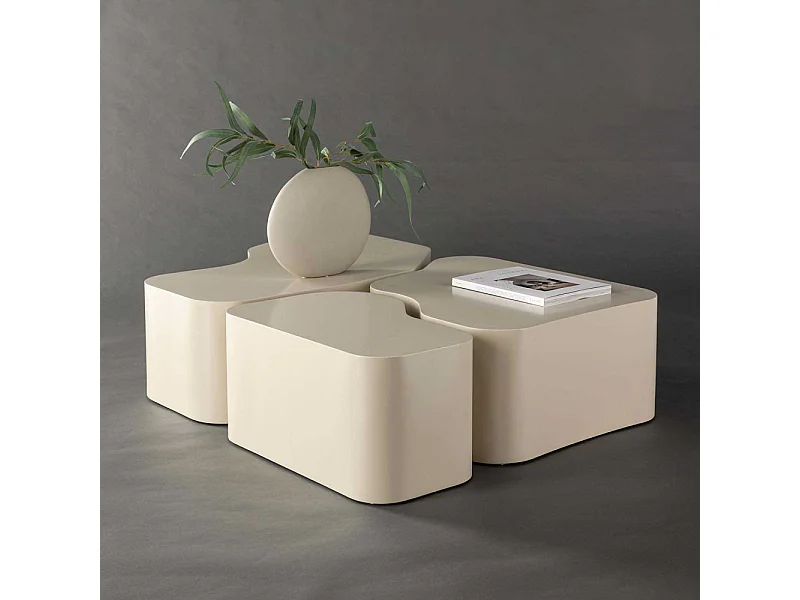 Lot de 3 Tables Basses "Nordland" 92cm Beige