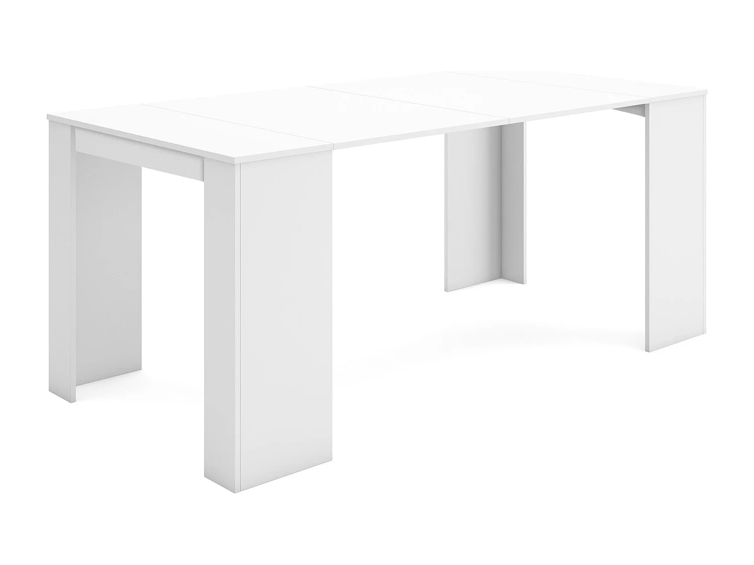 Mesa Consola Extensível, 180x90x77cm, Para 8 pessoas, Mesa de Jantar, Branco