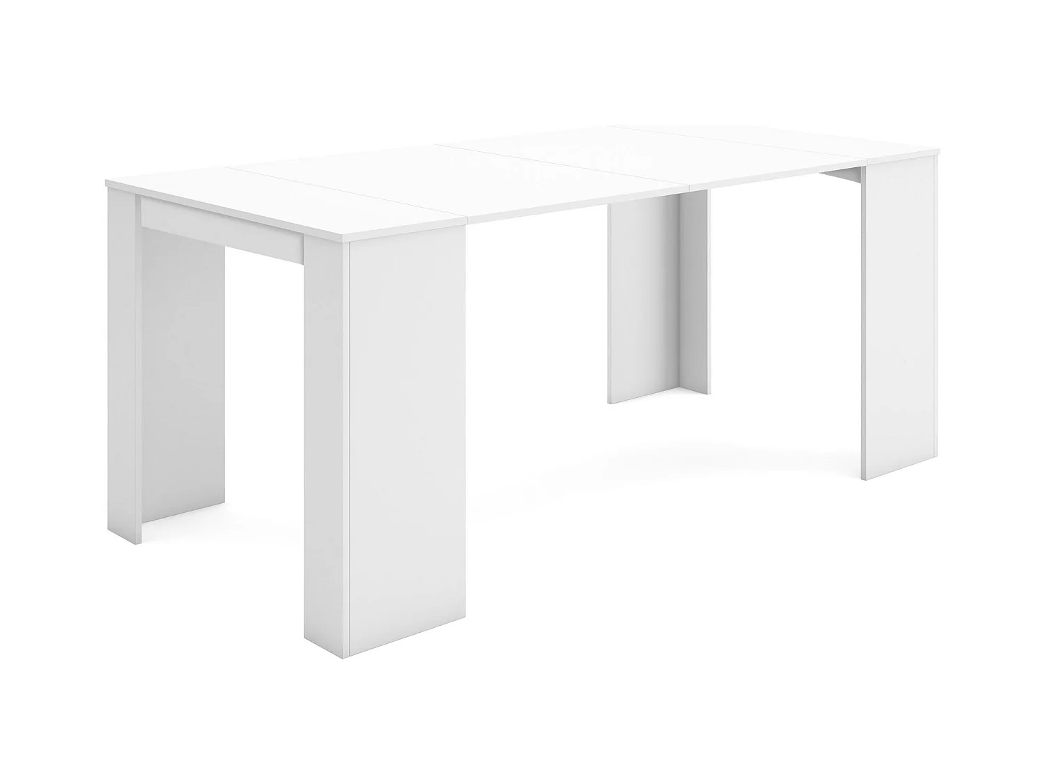 Table console extensible, 180x90x77cm, Pour 8 personnes, Table à Manger, Blanc