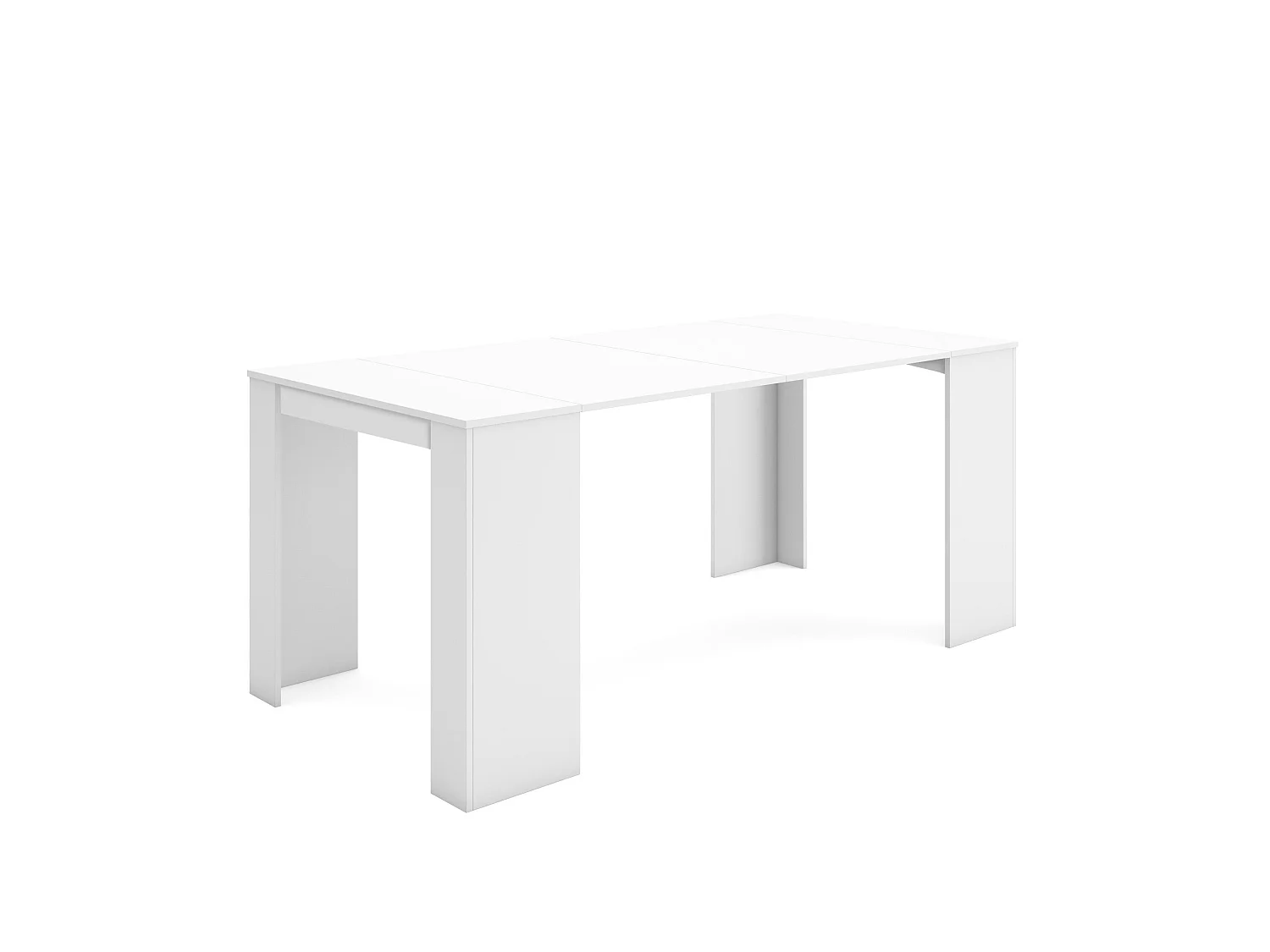 Table console extensible, 180x90x77cm, Pour 8 personnes, Table à Manger, Blanc
