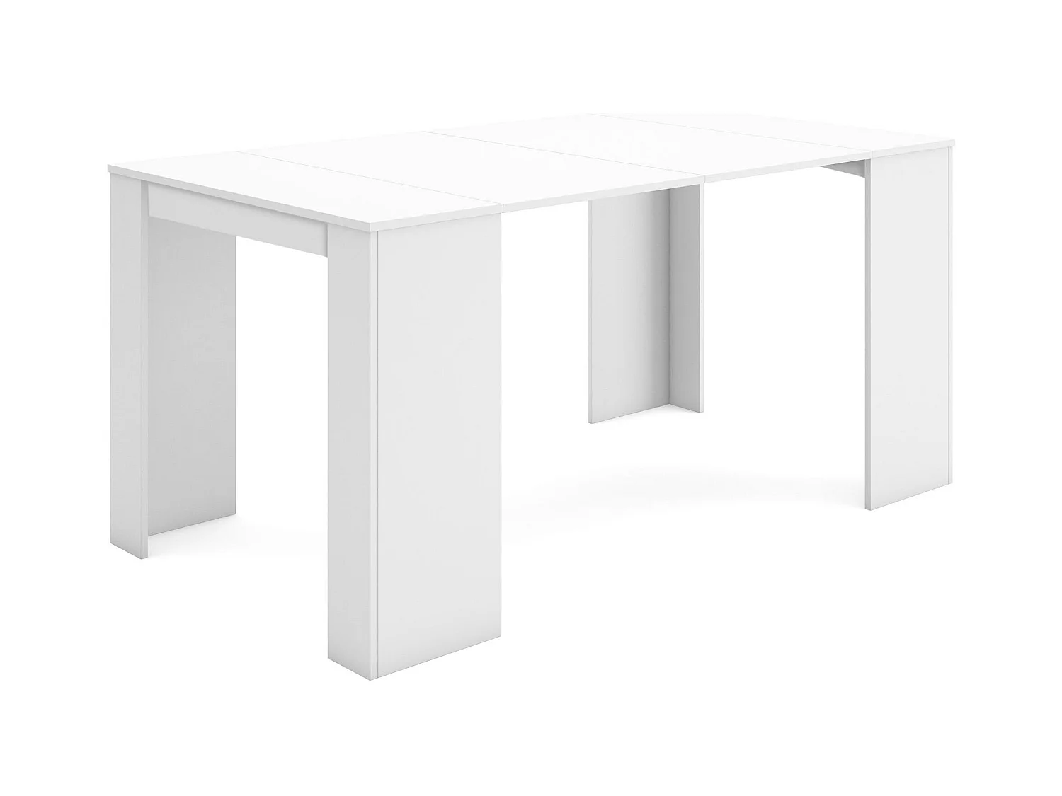 Table console extensible, 160x90x77cm, Pour 8  personnes, Table à Manger, Blanc