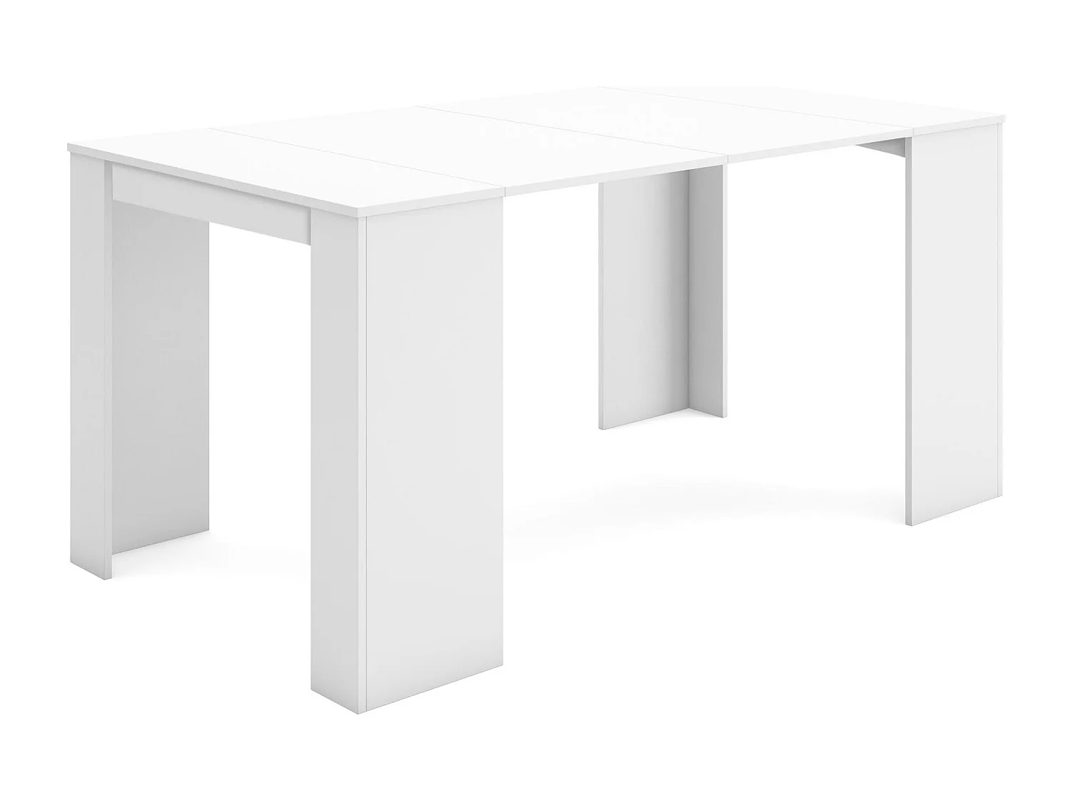 Uitschuifbare Consoletafel, 160x90x77cm, Voor 8 personen, Tafel, Wit