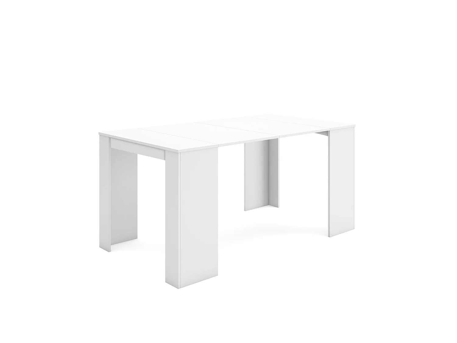 Table console extensible, 160x90x77cm, Pour 8 personnes, Table à Manger, Blanc