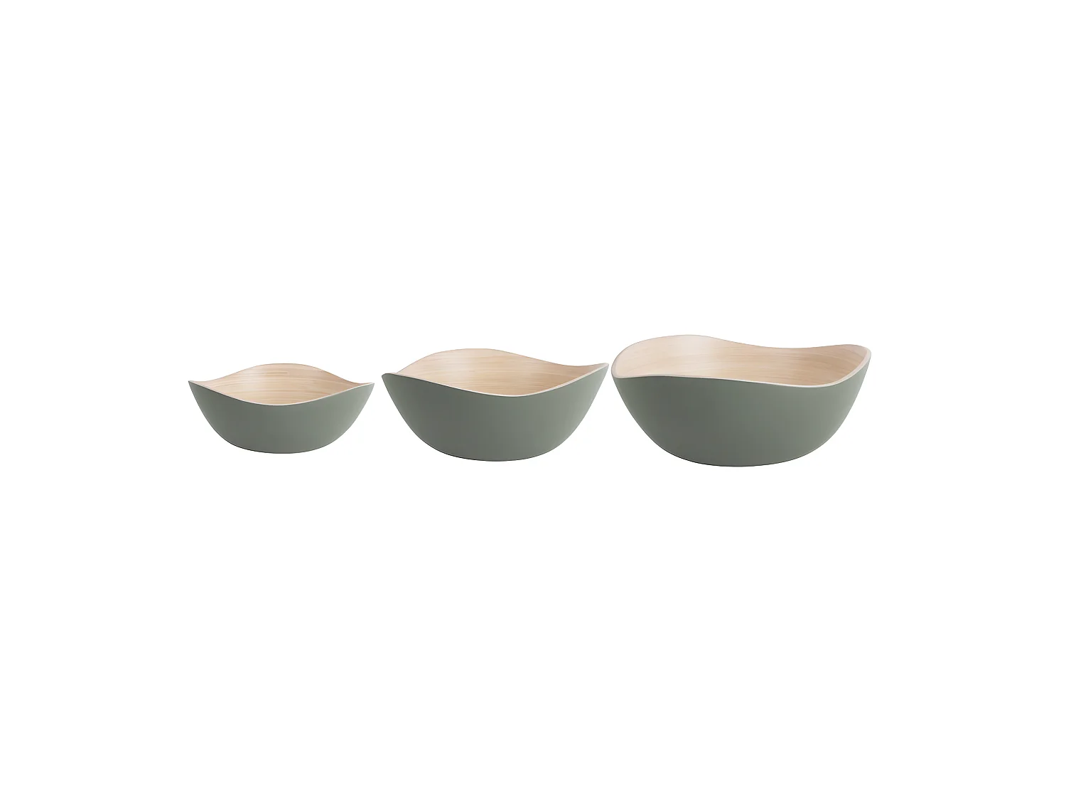 Lot de 3 saladiers rond en bambou Vert  Present Time