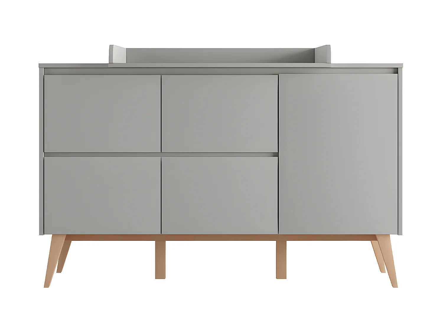 Commode 4 tiroirs 1 porte Swing Gris et bois