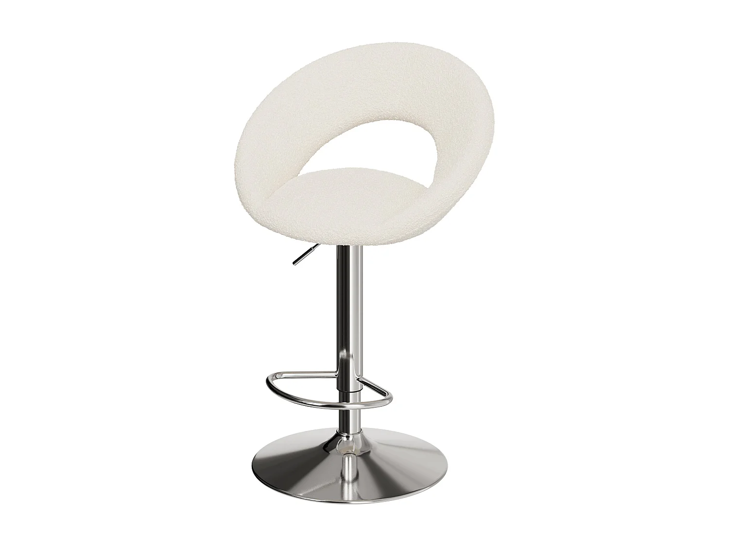 Set di 2 sedie da bar in tessuto bouclé bianco H61/76,5 cm - Cloclo