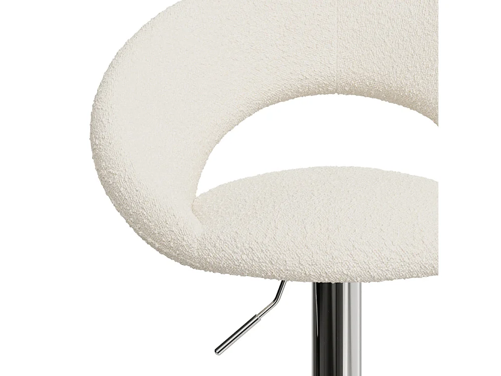 Set di 2 sedie da bar in tessuto bouclé bianco H61/76,5 cm - Cloclo