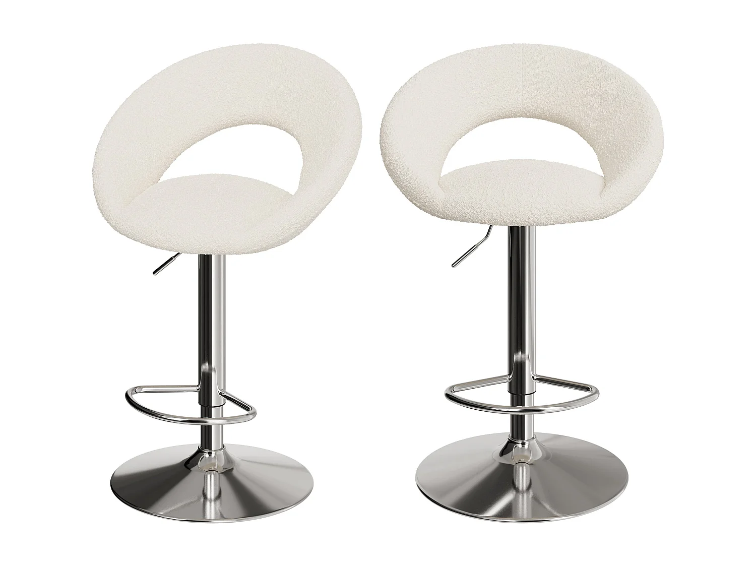 Set de 2 sillas de bar en metal y tejido bouclé 61/76,5 cm - Cloclo