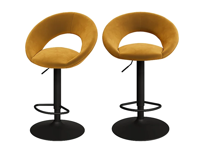 Set di 2 sedie da bar in velluto giallo curry H61/76,5 cm - Cloclo