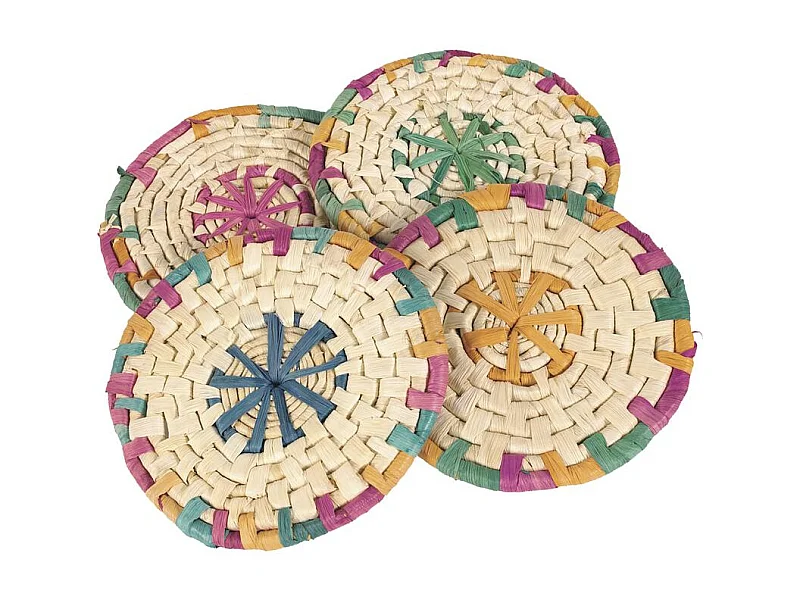 Dessous de plats en maïs naturel et teinté (lot de 4)