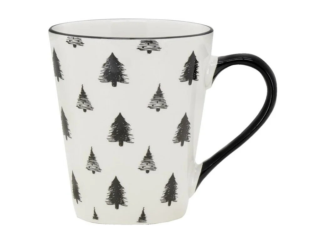 Vaisselle sapin en porcelaine noires et blanches (lot de 6) Tasse