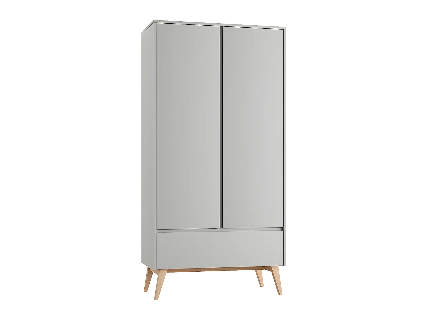 Armoire 2 portes 1 tiroir Swing Gris et bois