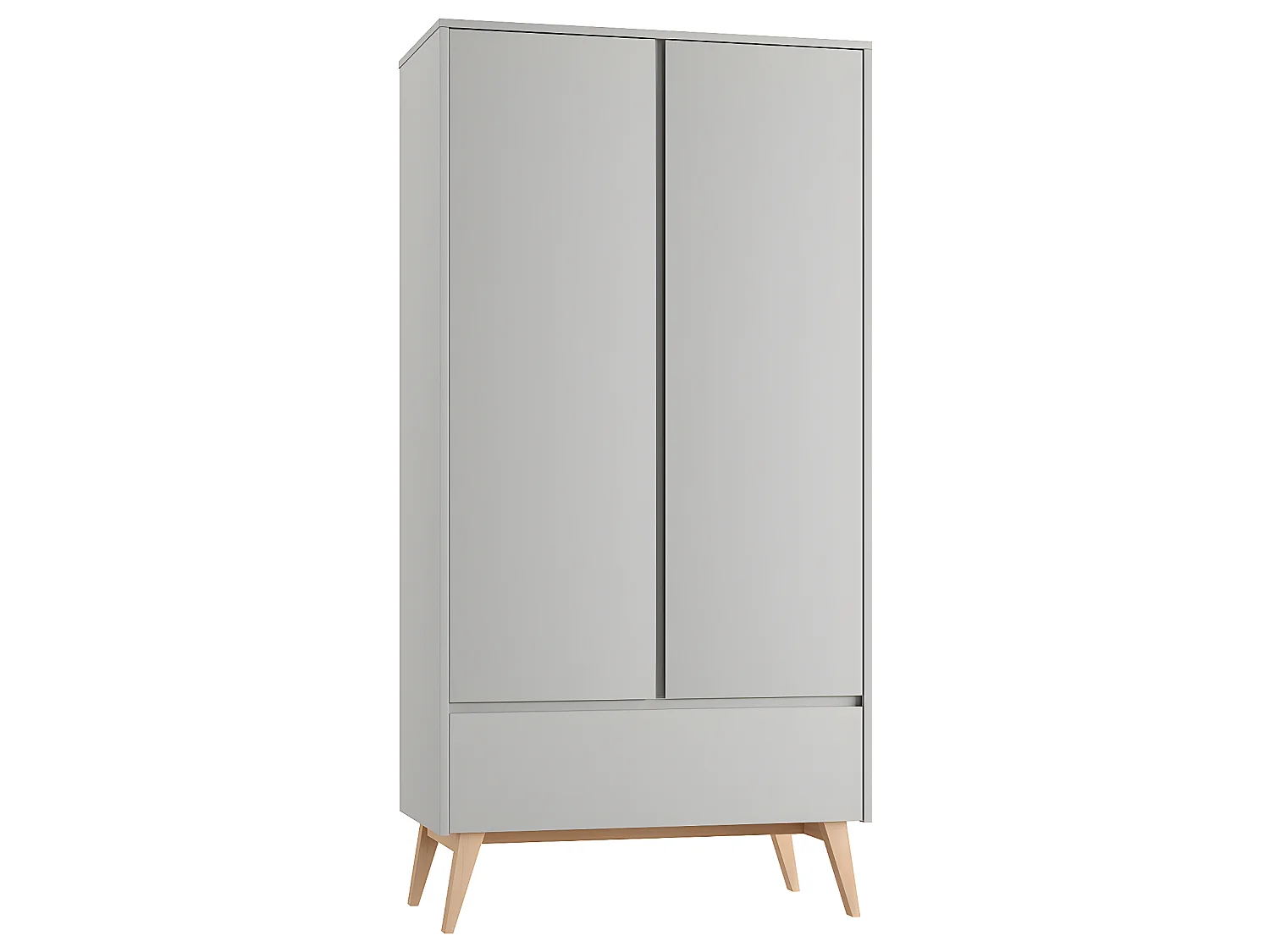 Armoire 2 portes 1 tiroir Swing Gris et bois