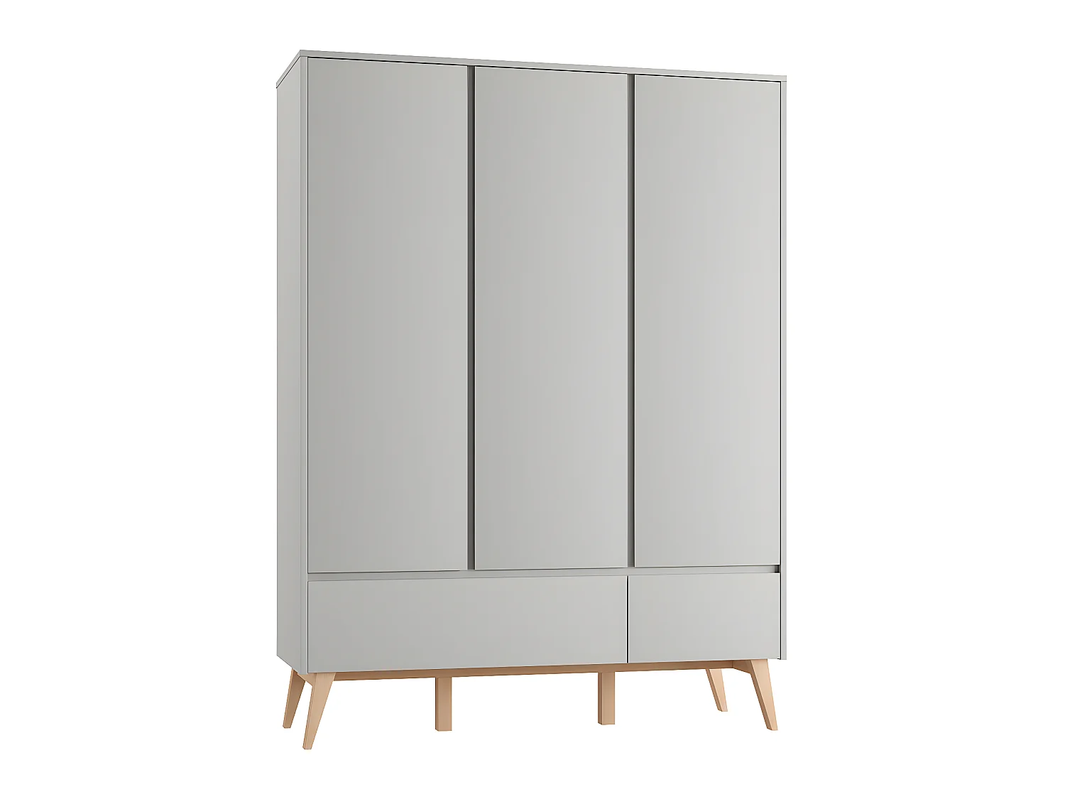 Armoire 3 portes 2 tiroirs Swing Gris et bois