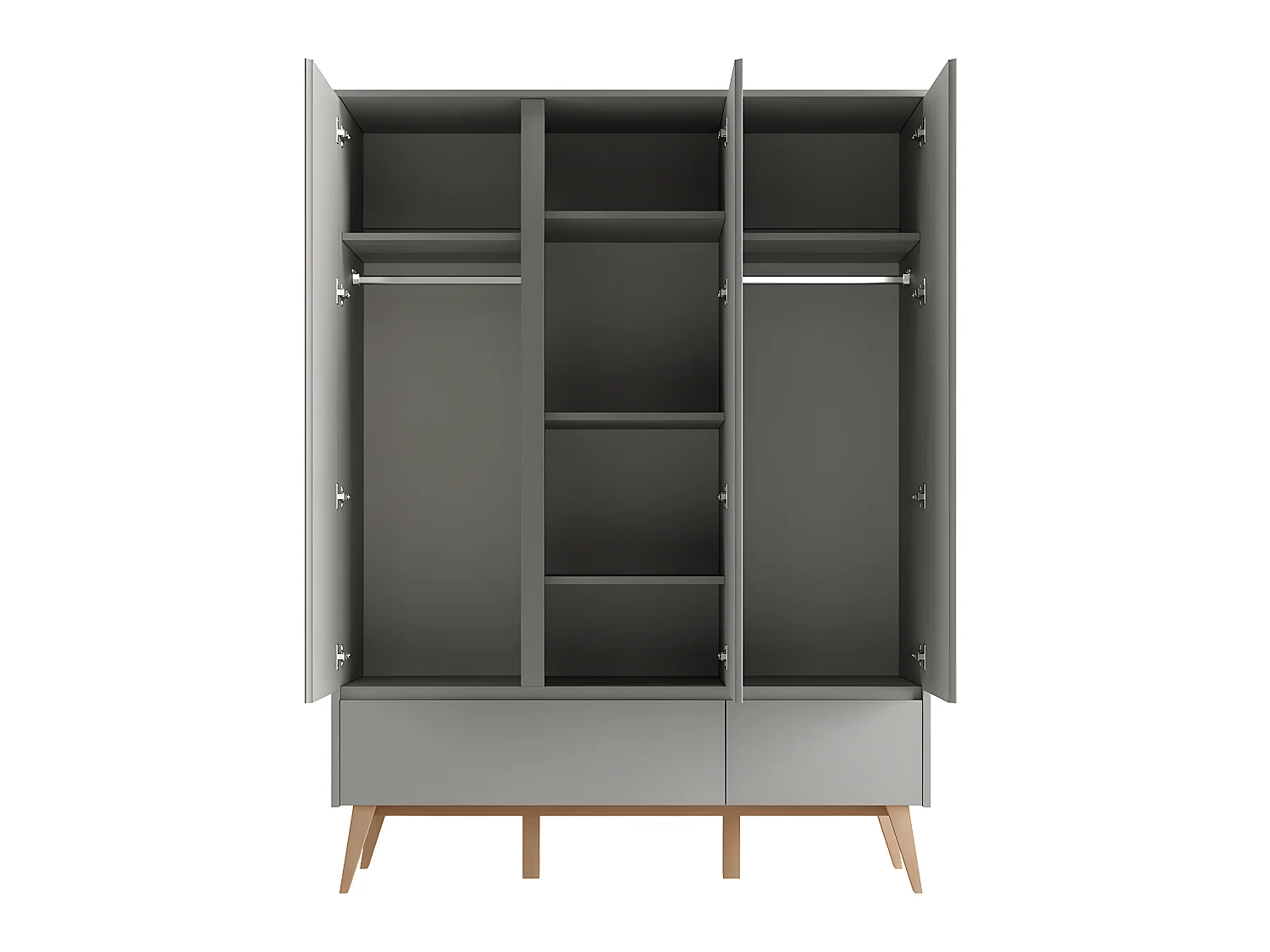 Armoire 3 portes 2 tiroirs Swing Gris et bois