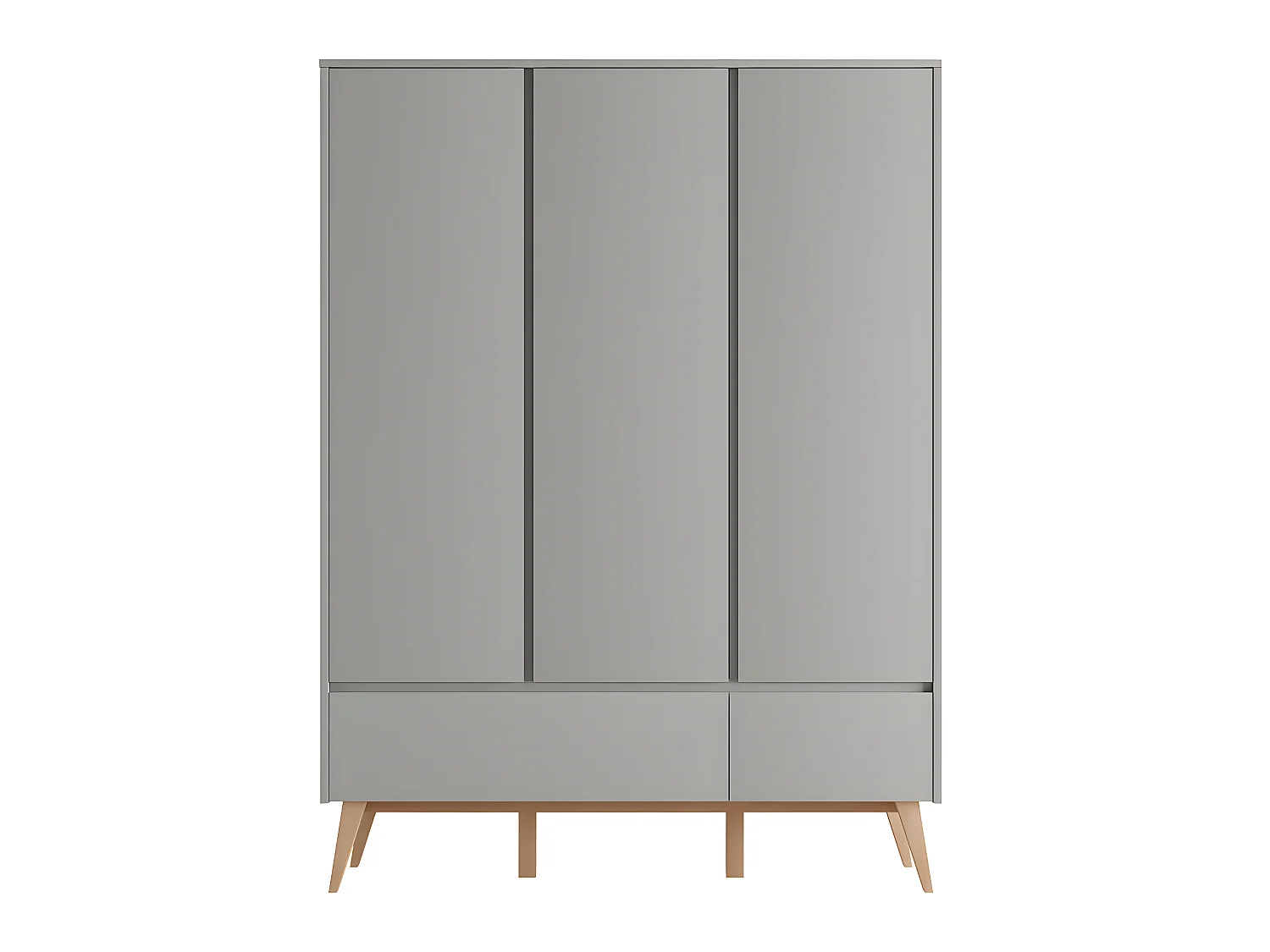 Armoire 3 portes 2 tiroirs Swing Gris et bois