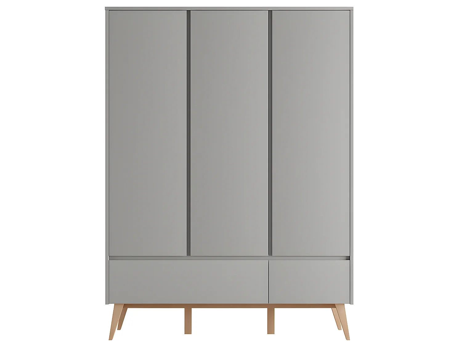 Armoire 3 portes 2 tiroirs Swing Gris et bois