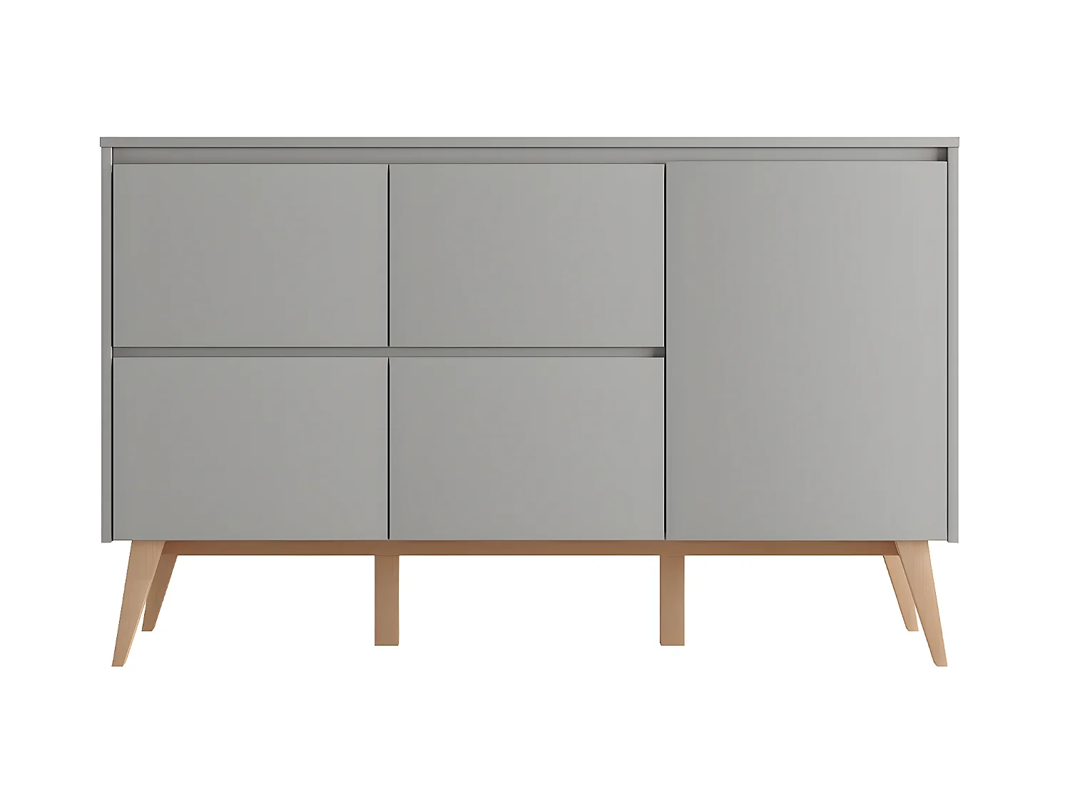 Lit évolutif 60x120 et commode 4 tiroirs 1 porte Swing Gris et bois