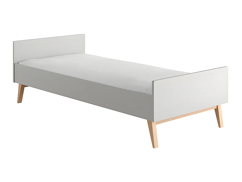 Lit 90x200 sommier inclus Swing Gris et bois