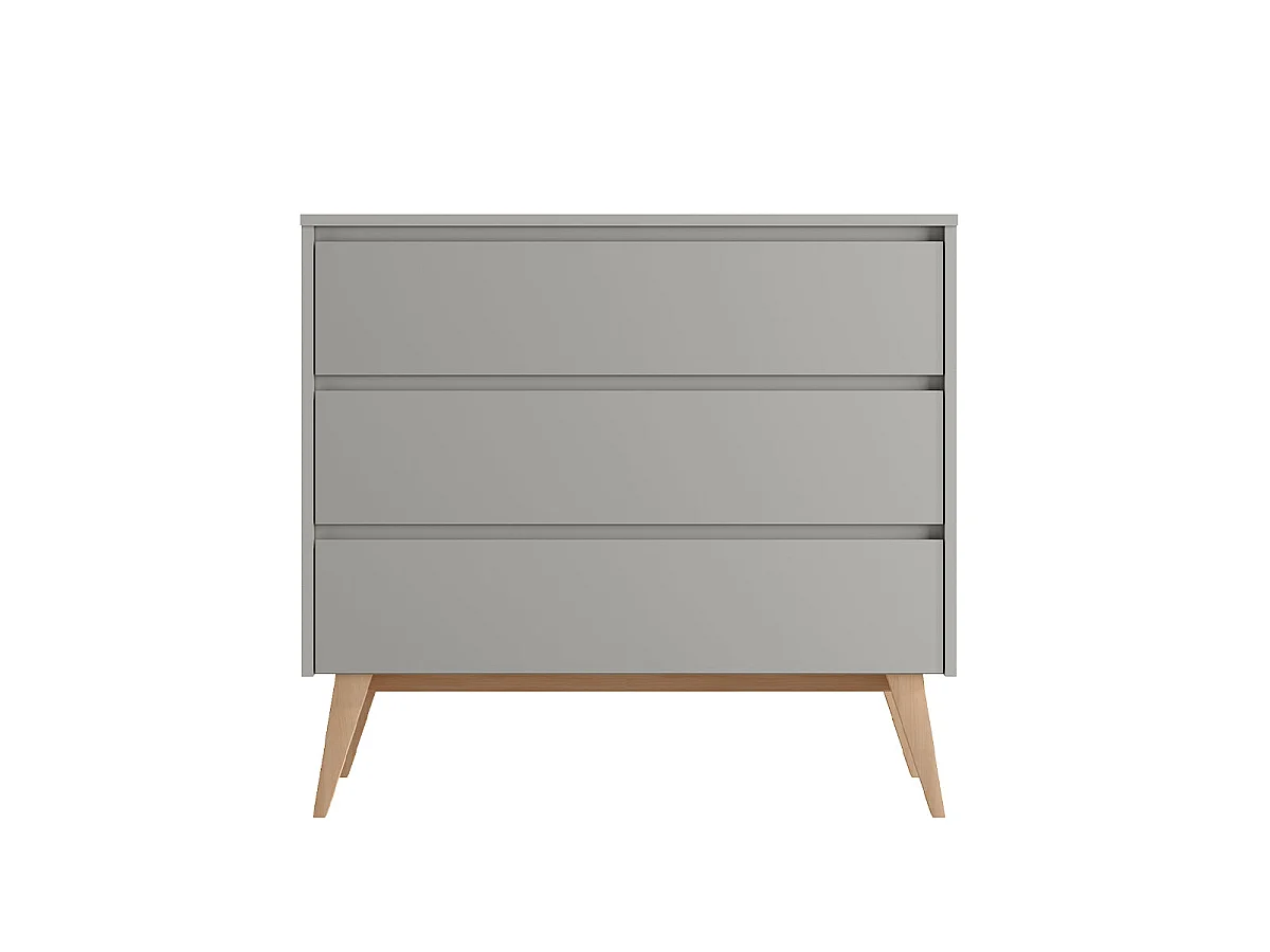 Commode 3 tiroirs Swing Gris et bois