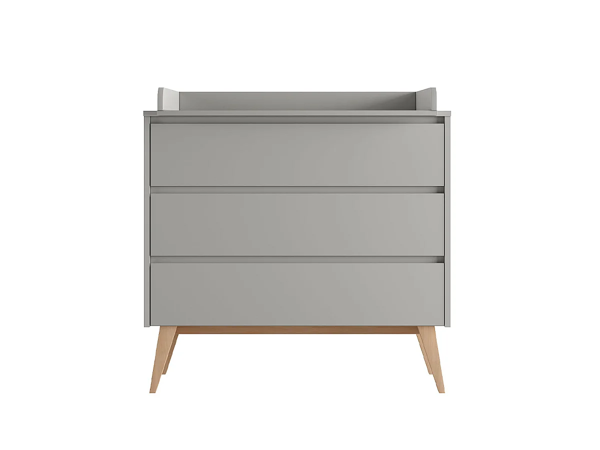 Commode 3 tiroirs Swing Gris et bois