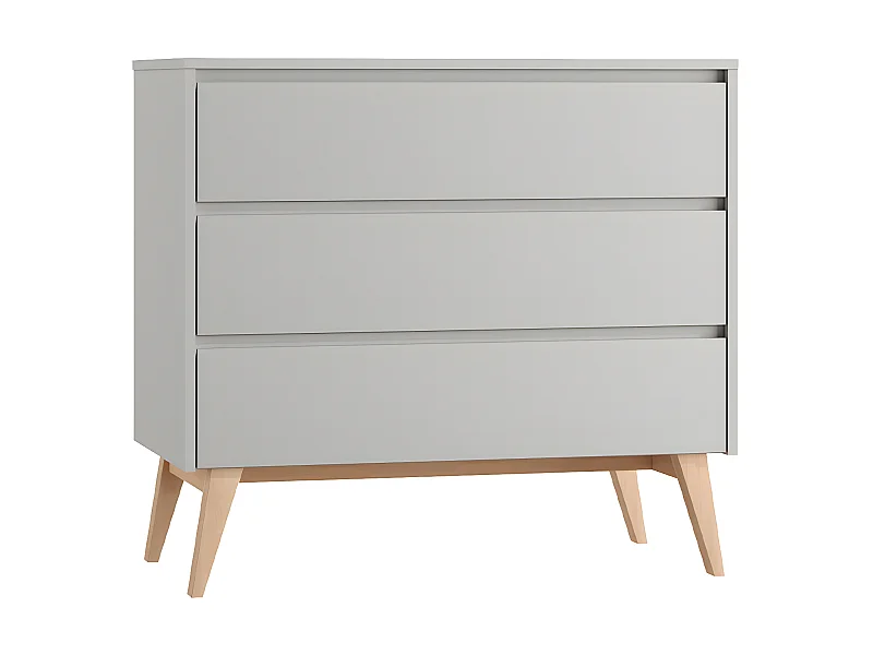 Commode 3 tiroirs Swing Gris et bois