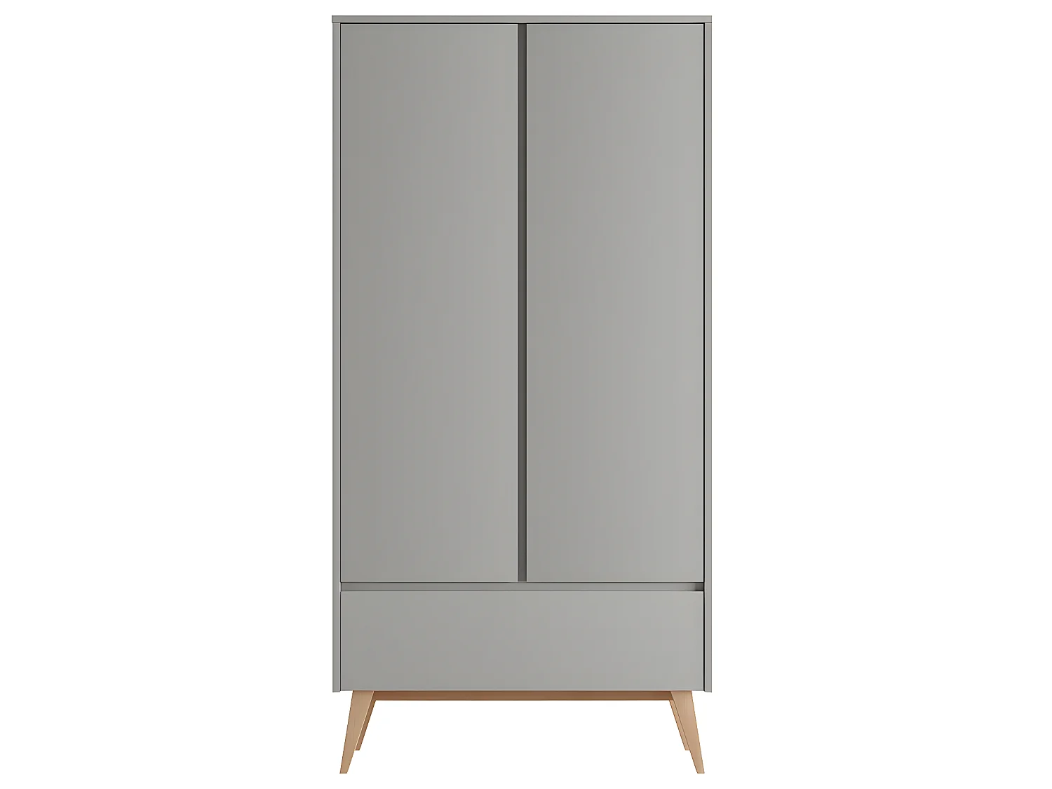 Lit évolutif 70x140 et armoire 2 portes Swing Gris et bois